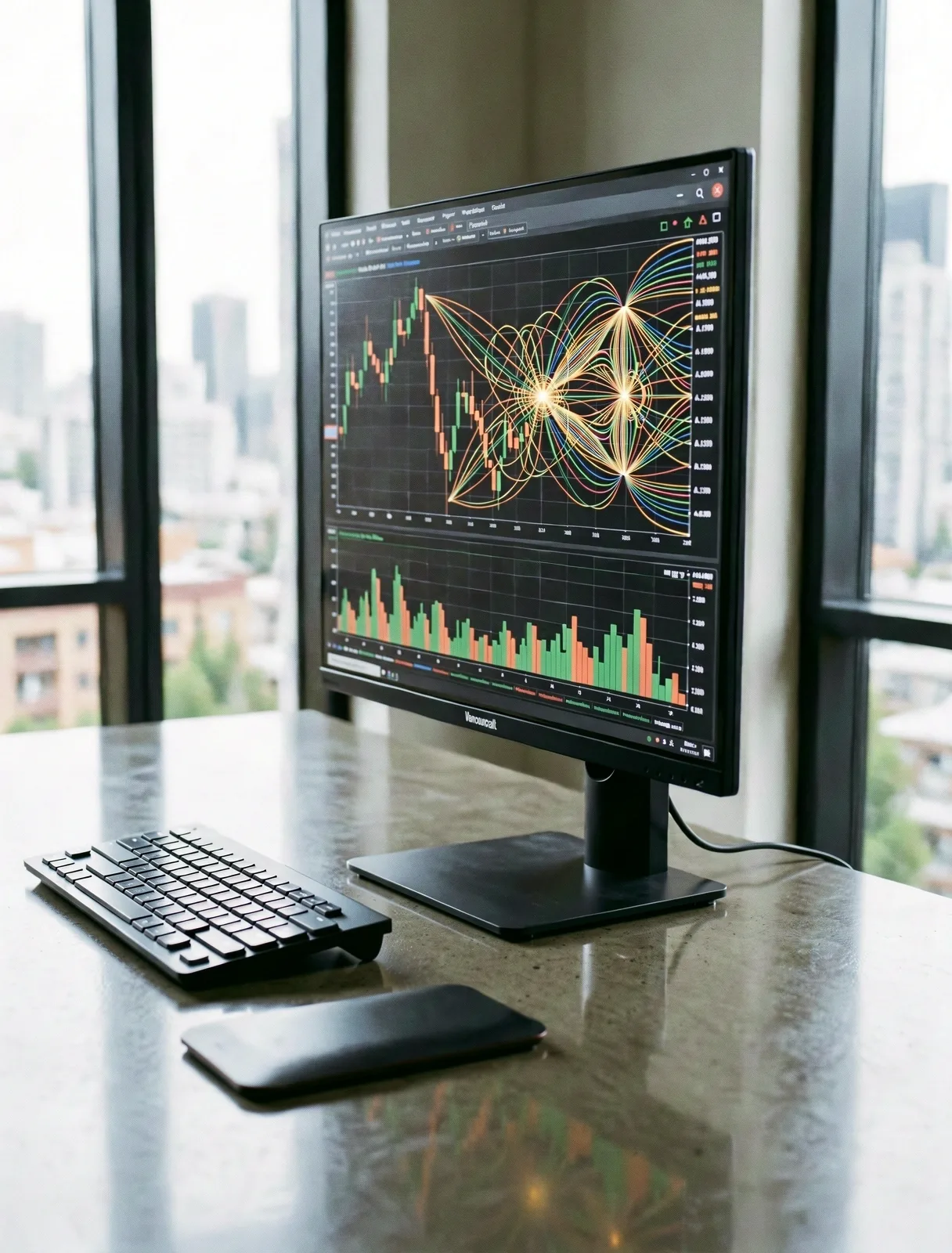 Analytical workspace at FinBot Vancouver headquarters